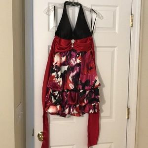 Juniors red black and white short dress